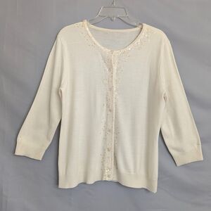 Sequin Button Down Sweater Cardigan READ Description Medium? Wool Blend? Holiday
